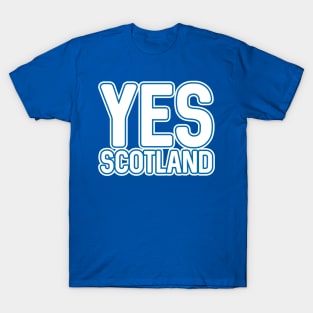 YES SCOTLAND, Scottish Independence White and Saltire Blue Layered Text Slogan T-Shirt